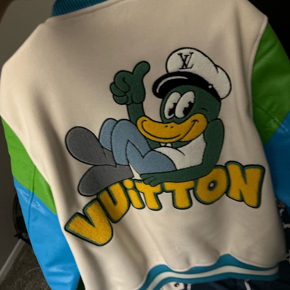 Louis Vuitton Other - Louis Vuitton White Jacket with Blue and Green Sleeves and Yellow Logo